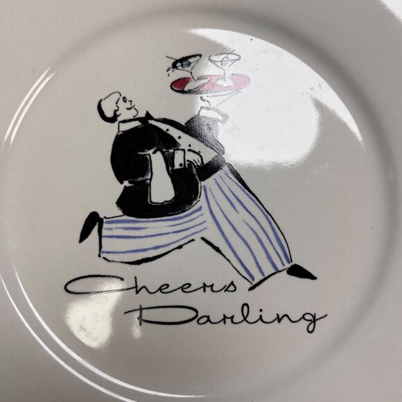 Rosanna Cheers Darling Here’s To Us Dessert Salad Plate Set of 4 Cin Cin - Picture 4 of 6